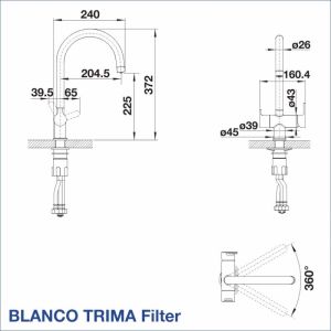 Смесител за кухня BLANCO TRIMA FILTER, цвят: трюфел