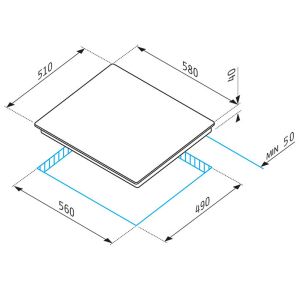 Стъклокерамичен плот PYRAMIS, PHC61530FMW, 5 зони