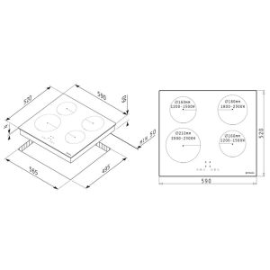 Стъклокерамичен плот PYRAMIS, PHC62430FMW, 4 зони