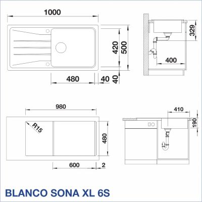 Кухненска мивка BLANCO, SONA XL 6 S