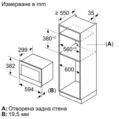 Микровълнова фурна за вграждане BOSCH, BFL7221W1