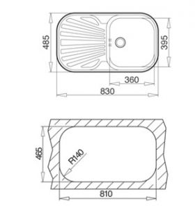 Мивка Тека Stylo 83 1С 1Е